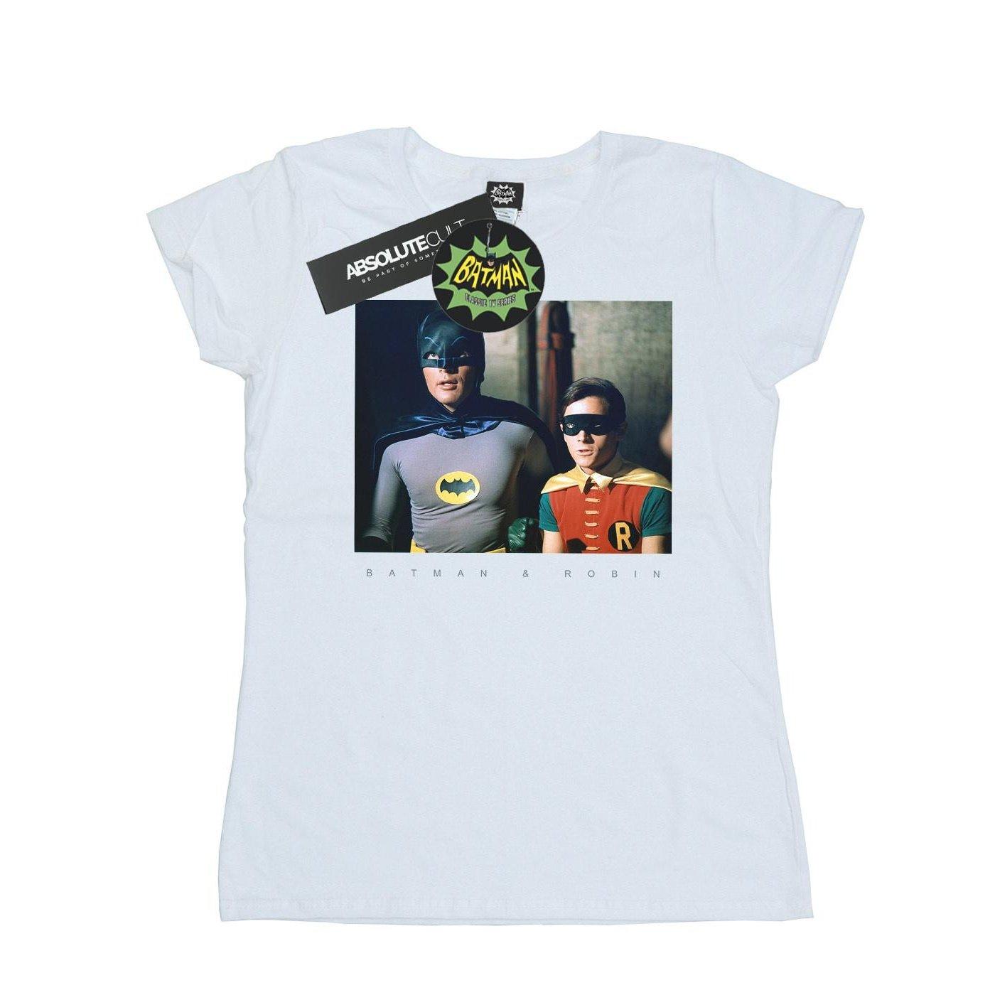 Image of Batman Tv Series Dynamic Duo Photograph Tshirt Damen Weiss M