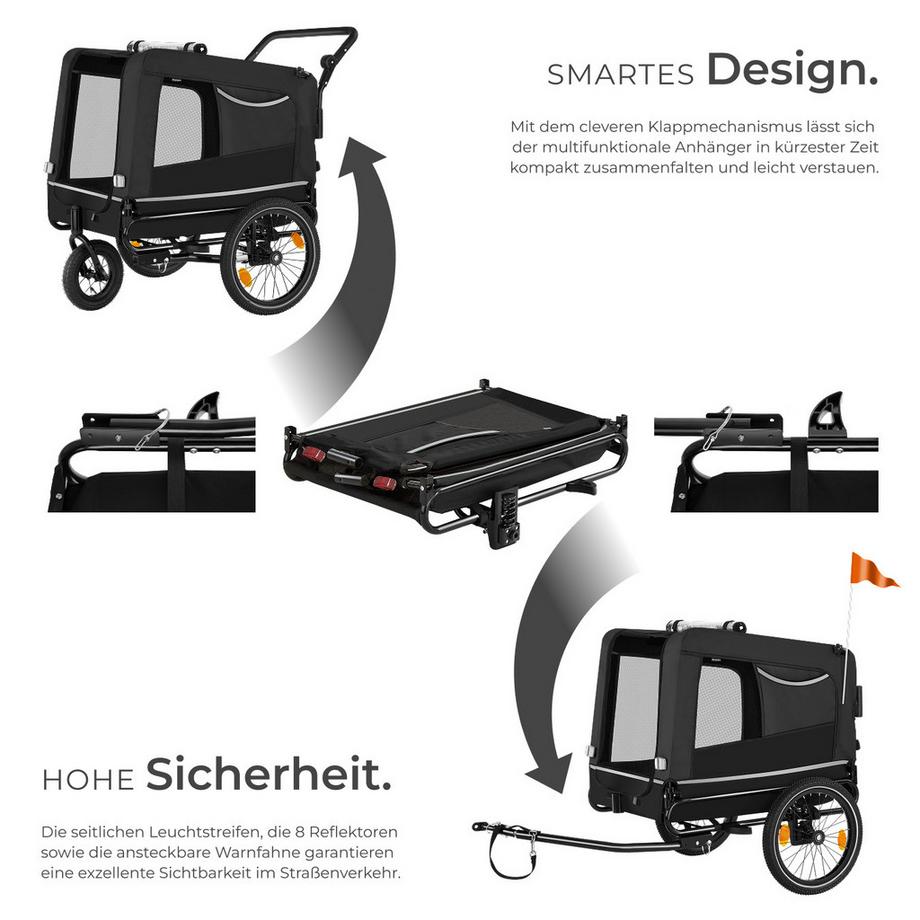 Tectake  Hundeanhänger WoofRider 3in1 multifunktional faltbar 