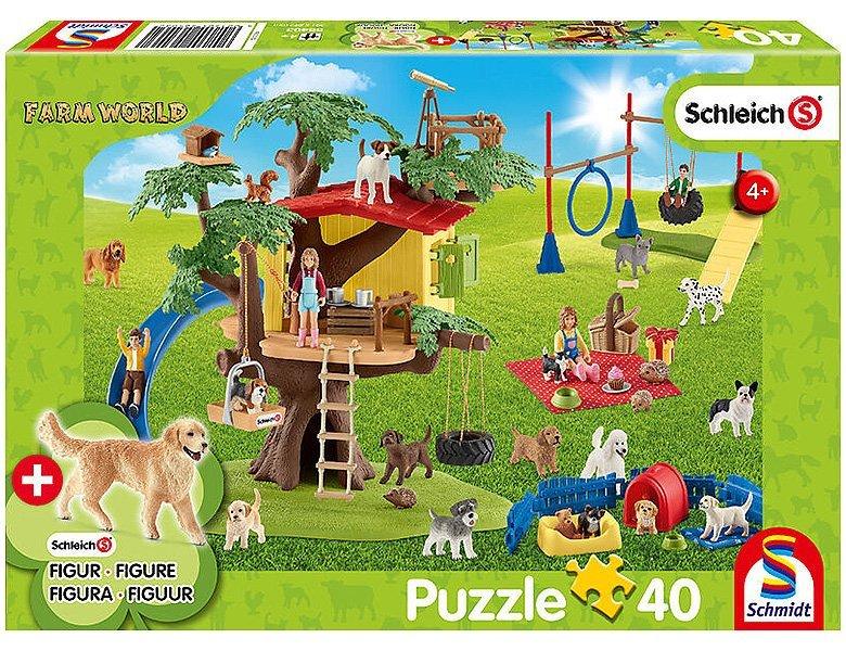 Schmidt  Puzzle Fröhliche Hunde inkl. Schleich-Figur (40Teile) 