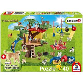 Schmidt  Puzzle Fröhliche Hunde inkl. Schleich-Figur (40Teile) 