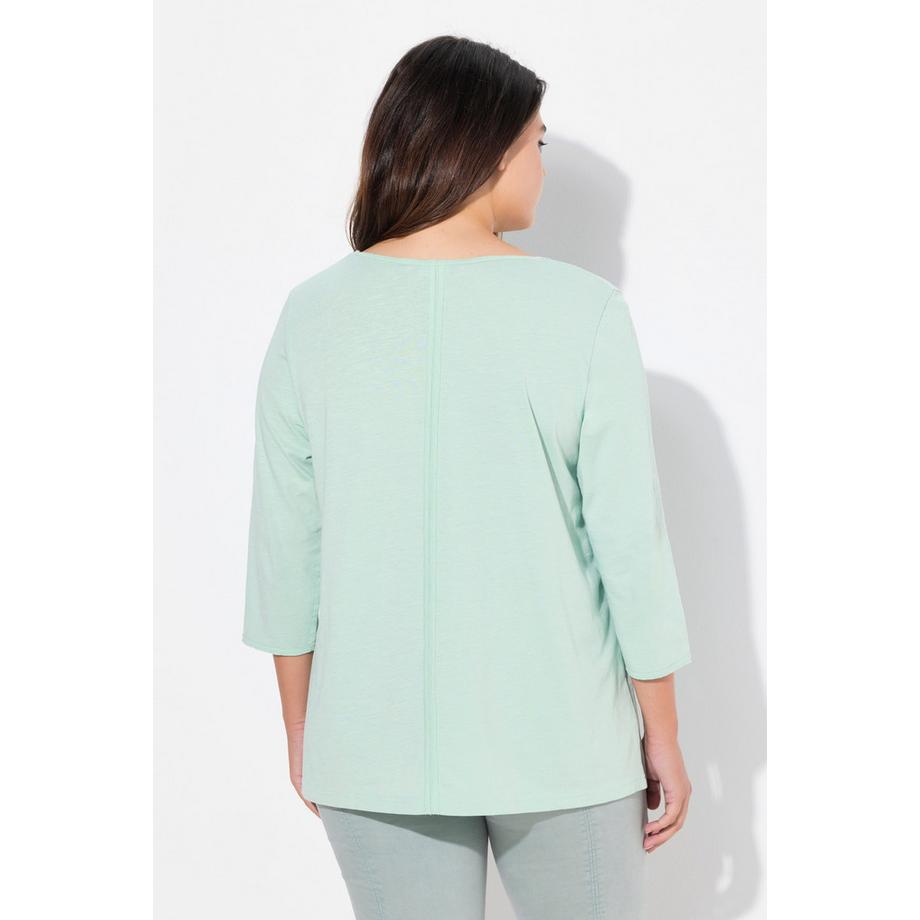 Ulla Popken Motif Lettres Métalliques Ligne A Col Rond Manches 3/4 T-shirt  