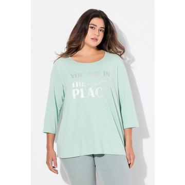 T-shirt à message métallique, ligne A. Col rond et manches 3/4