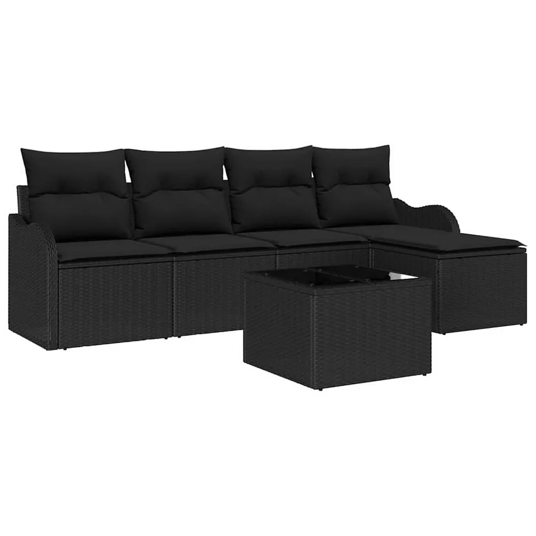 vidaXL Gartensofa-set 6 stk. Schwarz Poly-Rattan