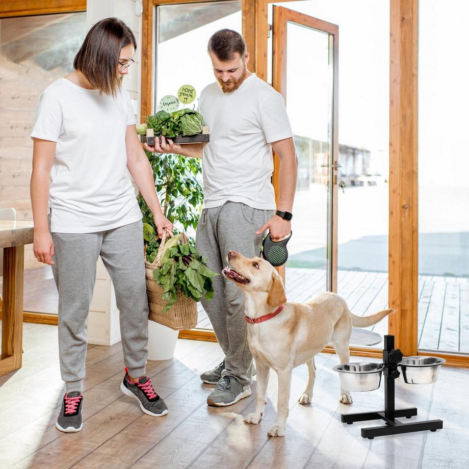 B2X  La station d'alimentation pour chiens peut être relevée et abaissée 