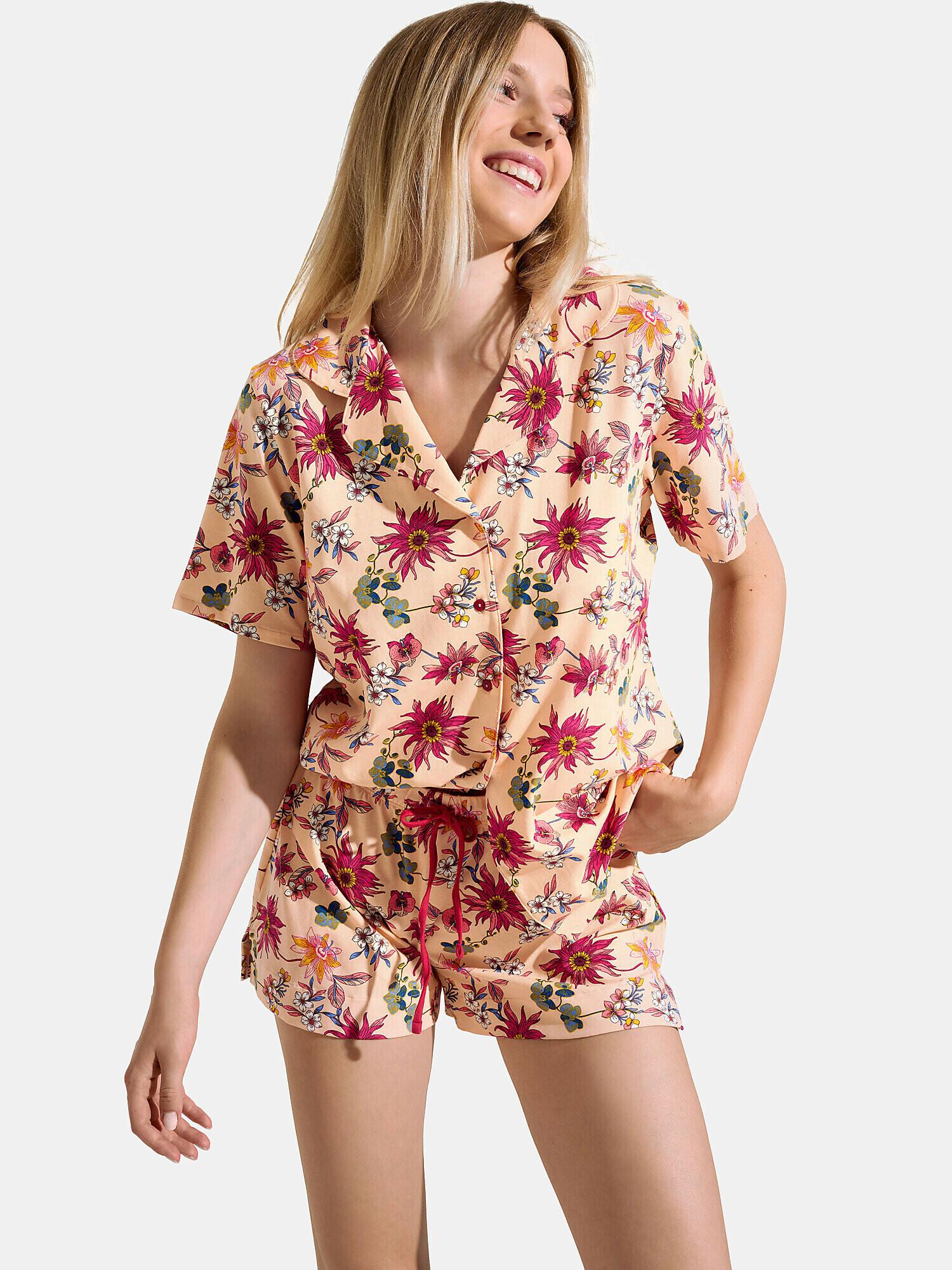 Lisca  Pyjama Shorts Hemd Kurzarm Flowers 