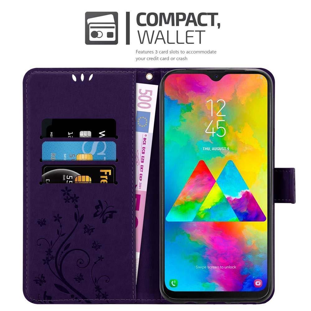 Cadorabo  Hülle für Samsung Galaxy M20 Blumen Design Magnetverschluss 