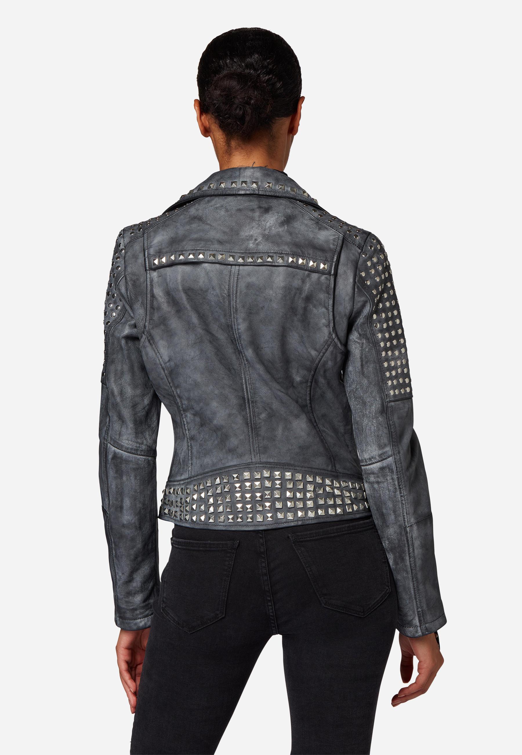 RICANO  Veste en cuir  Studd, biker avec clous 