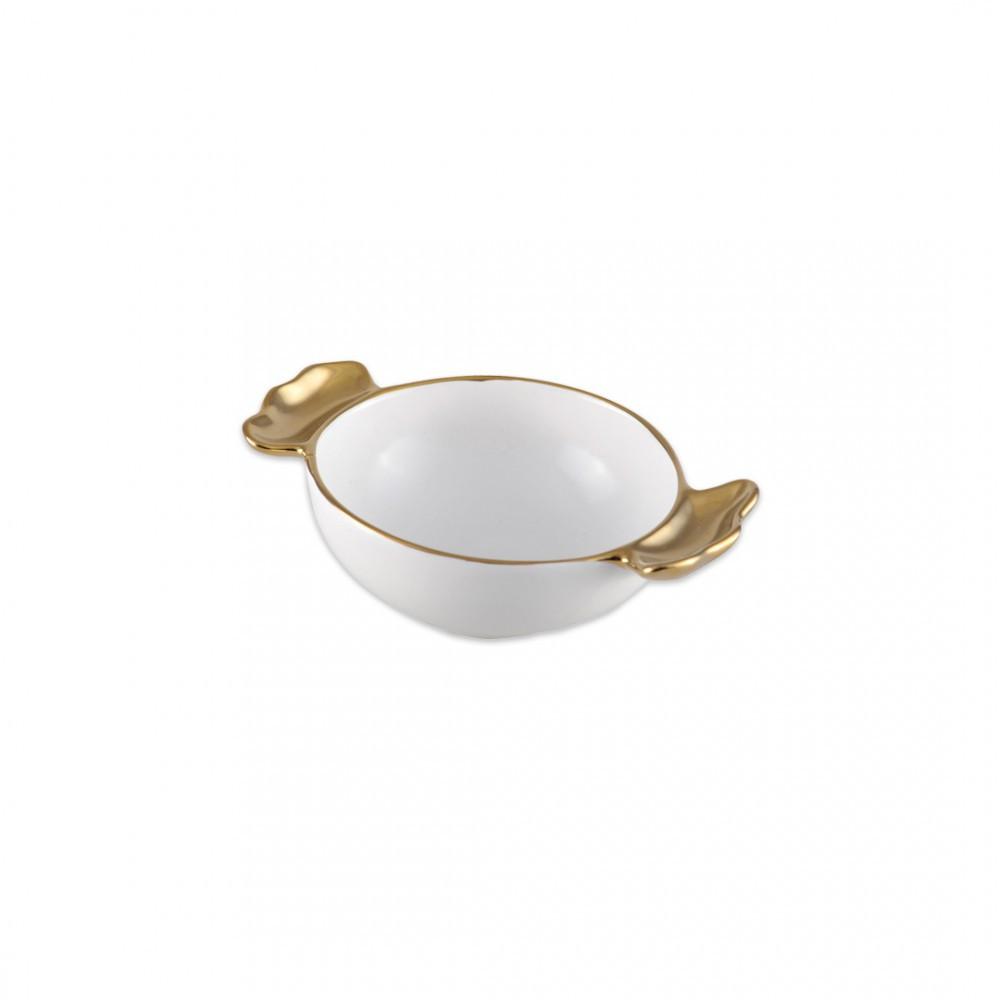 Image of Bonbon-Schale mit goldenen Griffen 11x11x5cm Bonbon-Schale mit goldenen Griffen 11x11x5cm