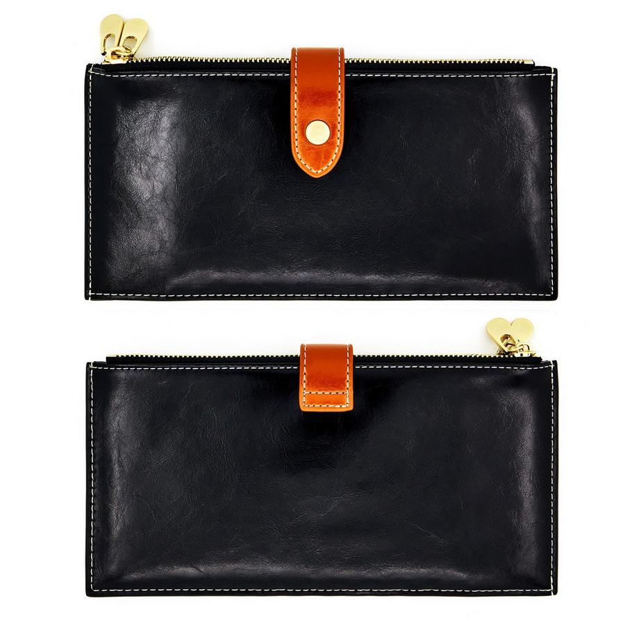 Only-bags.store Portafoglio in vera pelle blocco RFID porta carte di credito cerniera  