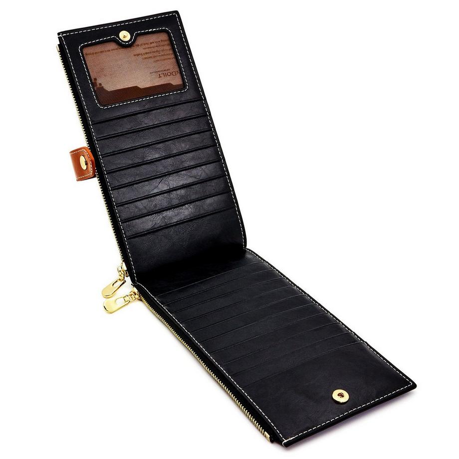 Only-bags.store Portafoglio in vera pelle blocco RFID porta carte di credito cerniera  