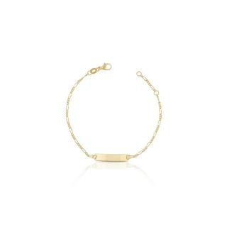 MUAU Schmuck  Bébé Bracelet Figaro Gelbgold 750, 14cm Gravurplatte 1.8cm 