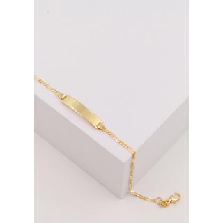 MUAU Schmuck  Bébé Bracelet Figaro Gelbgold 750, 14cm Gravurplatte 1.8cm 