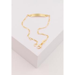 MUAU Schmuck  Bébé Bracelet Figaro Gelbgold 750, 14cm Gravurplatte 1.8cm 