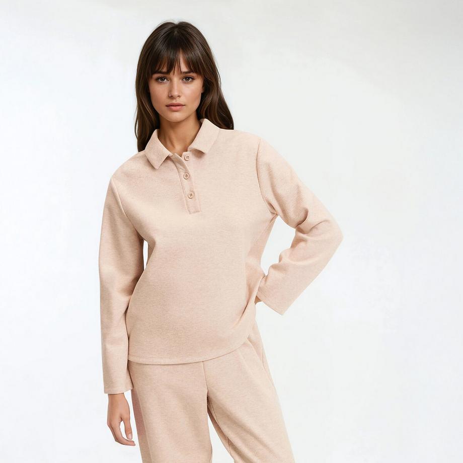 La Redoute Collections Molton Pyjama mit Polokragen  