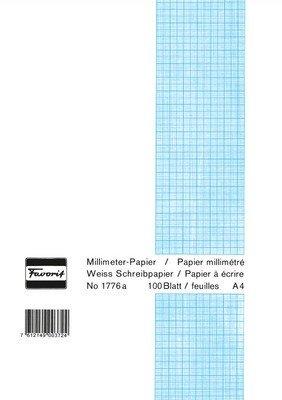 Favorit FAVORIT Milimeterpapier Block A4 1776a weiss, 1mm, 80g/m2 100 Blatt  