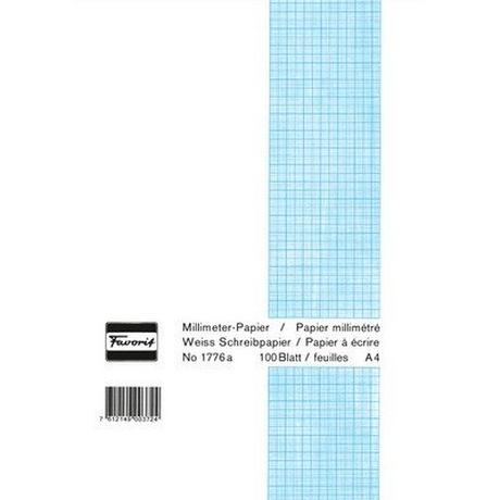 Favorit FAVORIT Milimeterpapier Block A4 1776a weiss, 1mm, 80g/m2 100 Blatt  