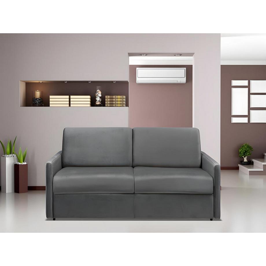 Vente-unique Canapé 3 places conible express en velours CALIFE Couchage 1Matelas  