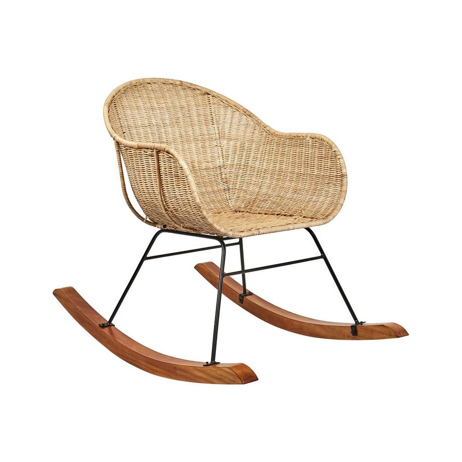 Beliani Lot de 2 fauteuils à bascule en Rotin Boho LAVINIO  