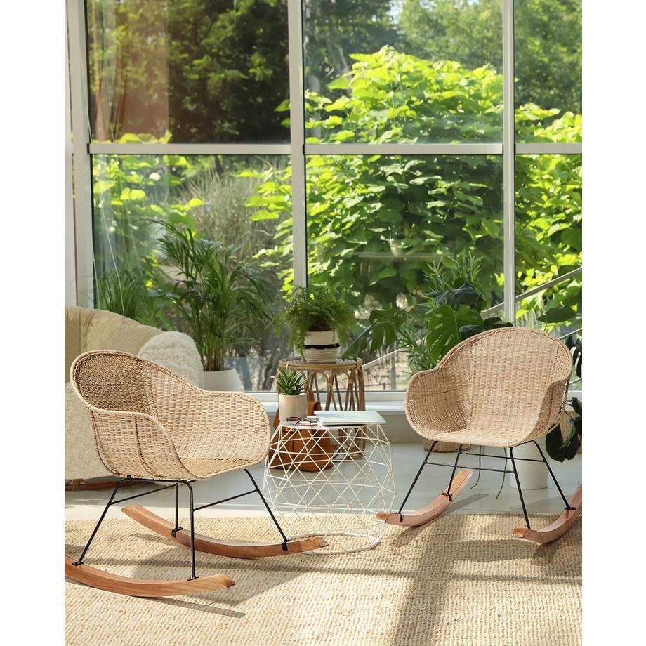 Beliani Lot de 2 fauteuils à bascule en Rotin Boho LAVINIO  