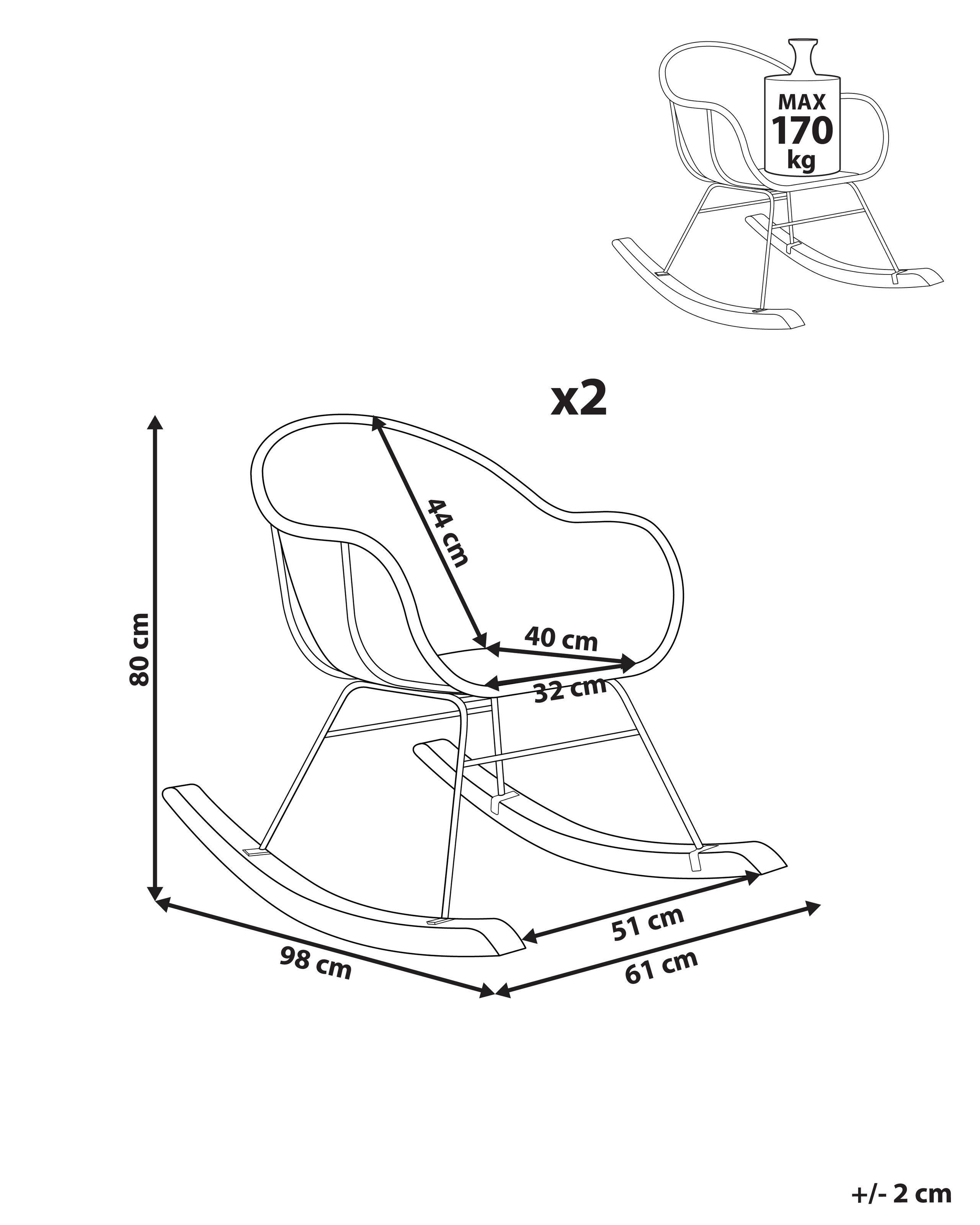 Beliani Lot de 2 fauteuils à bascule en Rotin Boho LAVINIO  