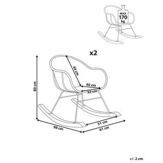 Beliani Lot de 2 fauteuils à bascule en Rotin Boho LAVINIO  