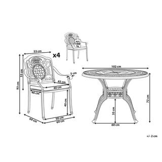 Beliani Set da pranzo da giardino en Alluminio Retrò SALENTO  