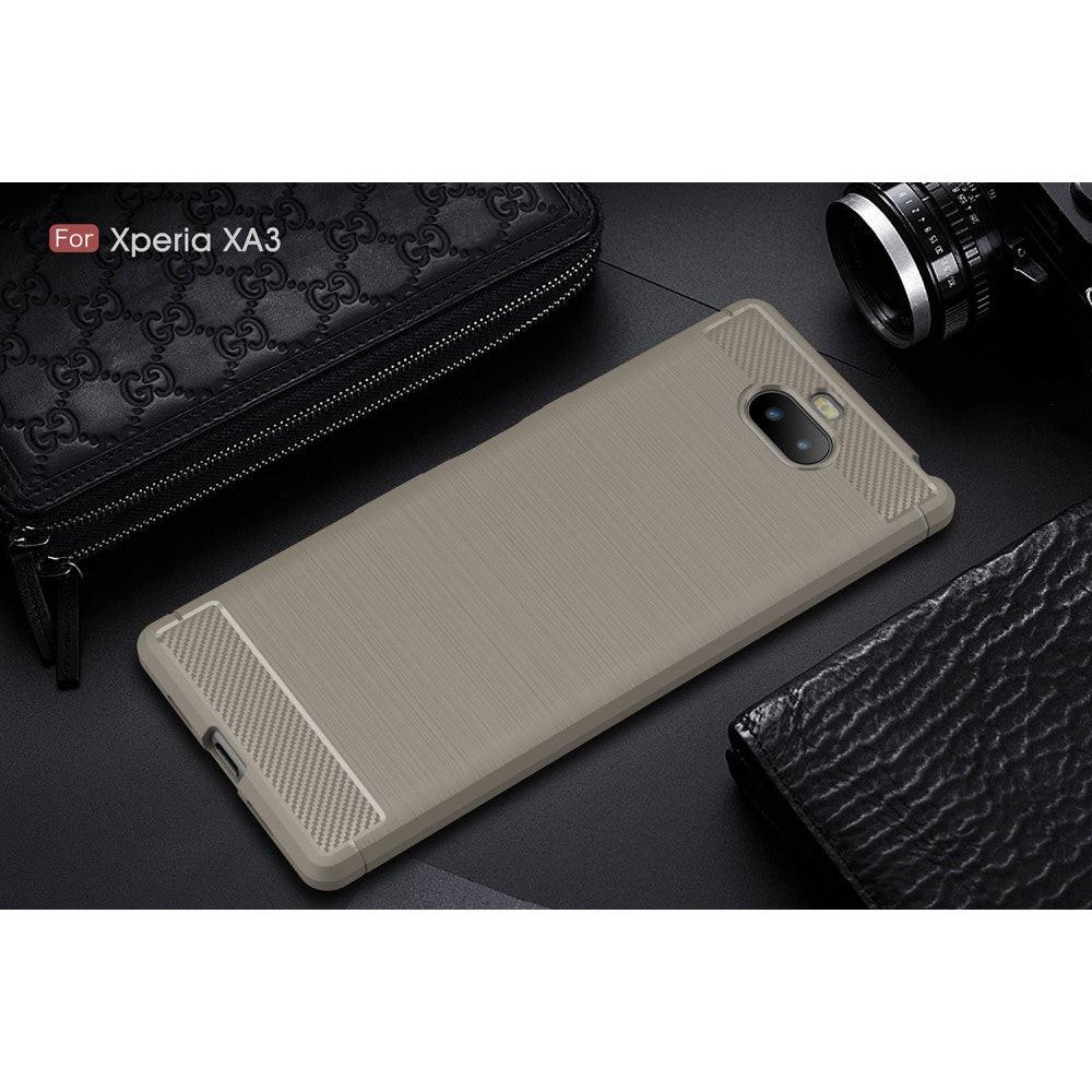 Cover-Discount  Sony Xperia 10 - Custodia In Gomma Siliconica Metal Carbon Look 