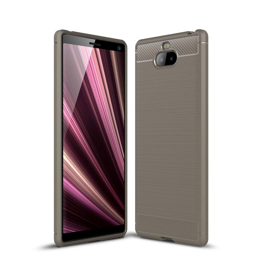 Cover-Discount  Sony Xperia 10 - Custodia In Gomma Siliconica Metal Carbon Look 