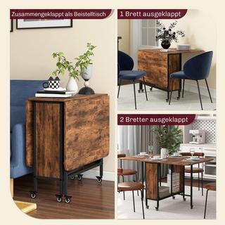 Northio Table à manger pliante, table de cuisine pour 6 personnes avec étagère ouverte, table pliante mobile, table de salle à manger pour petites pièces, salle à manger, cuisine, 130 x 80 x 74 cm, marron rustique Aosom  
