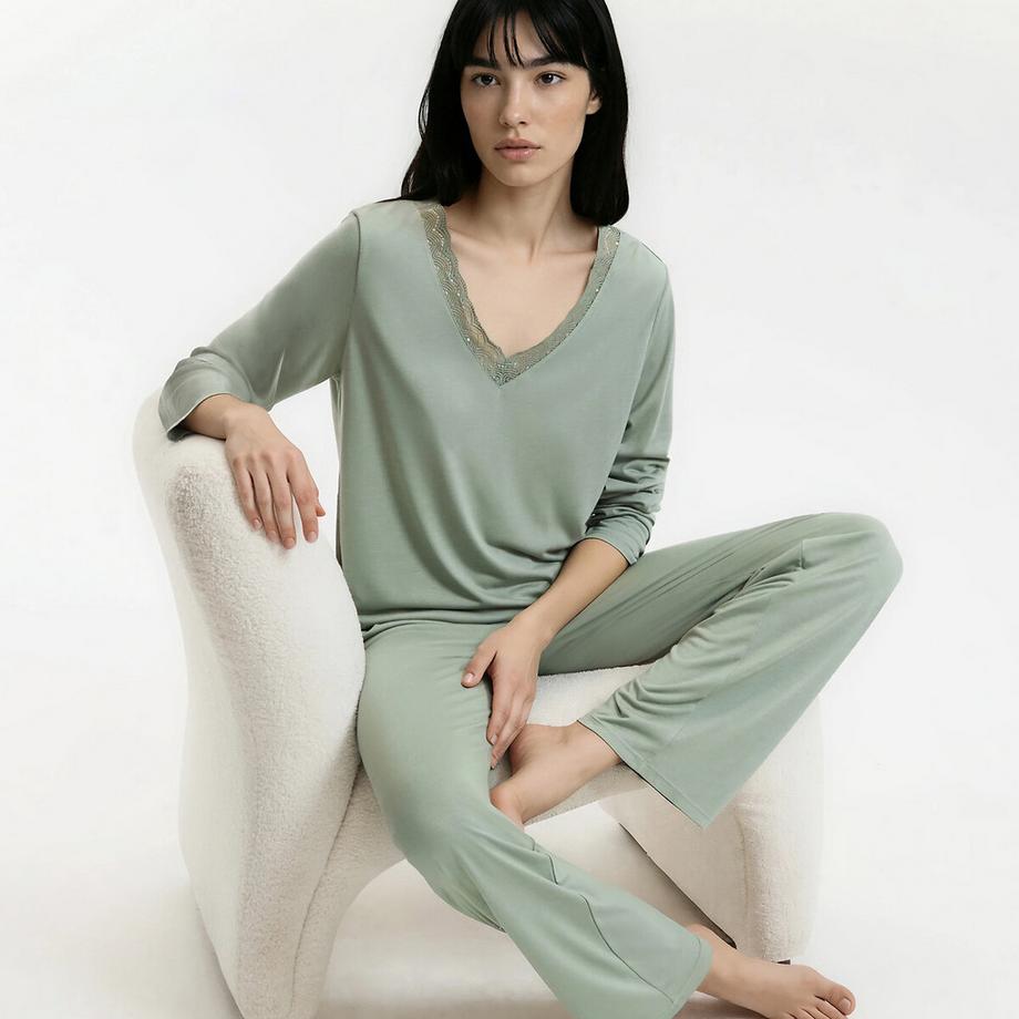 La Redoute Collections Langarm Viskose Jersey Pyjama  