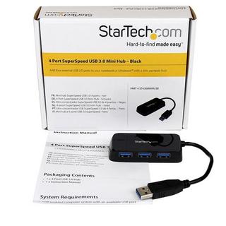 STARTECH  Hub Mini USB 3.0 SuperSpeed a 4 porte portatile - Nero 