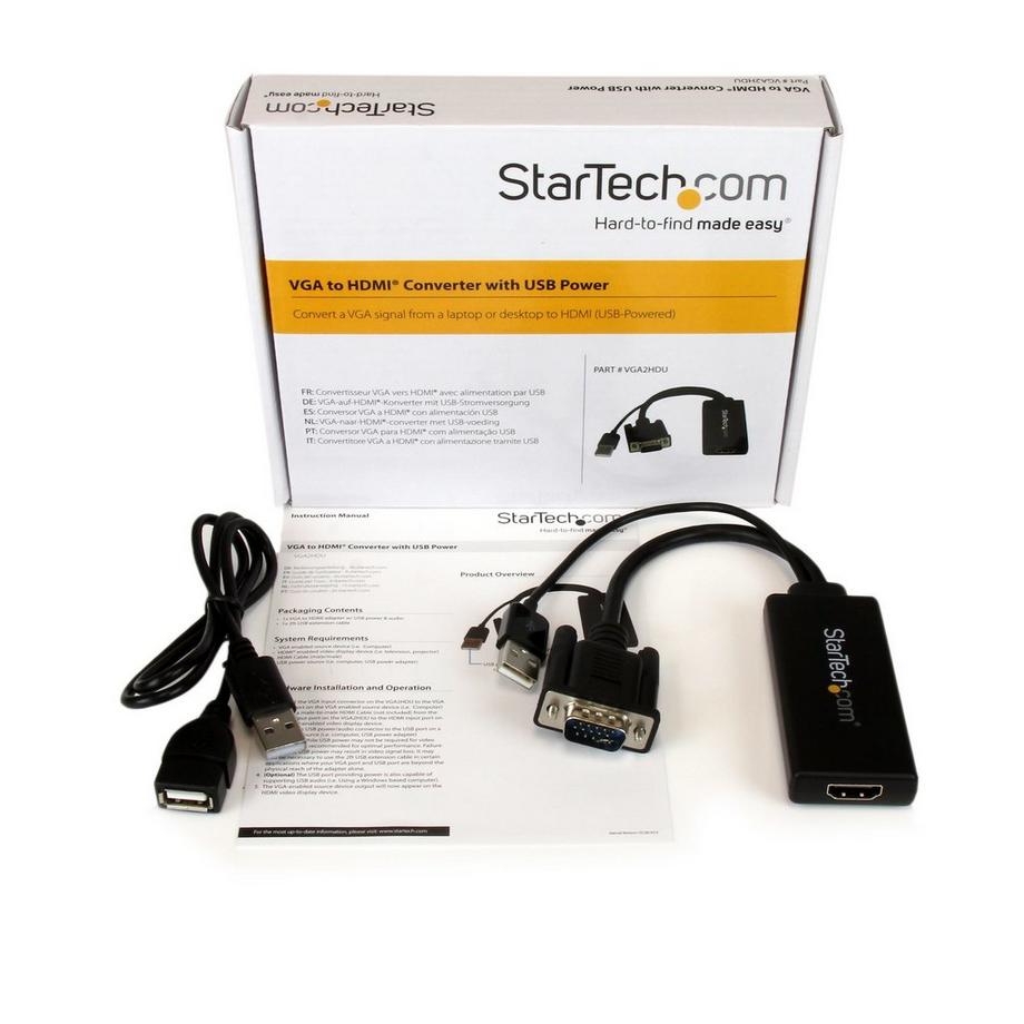 STARTECH.COM  StarTech.com Adattatore Convertitore VGA a HDMI con Audio via USB - Cavo Convertitore Portatile VGA a HDMI - 1080p 