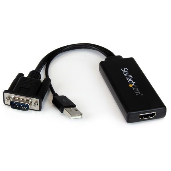 Image of StarTech.com VGA auf HDMI Adapter mit USB-Audio & -Stromversorgung – Mobiler VGA auf HDMI-Konverter – 1080p