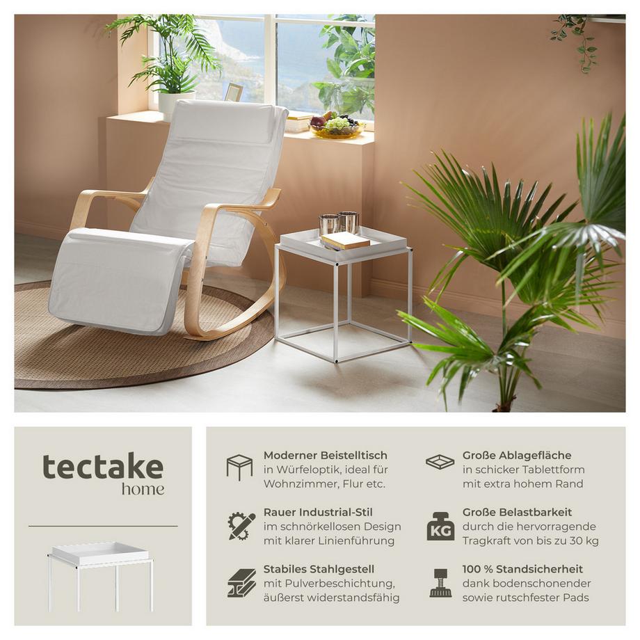 Tectake Beistelltisch Cambridge Stahl mit Ablage in Tablettform  