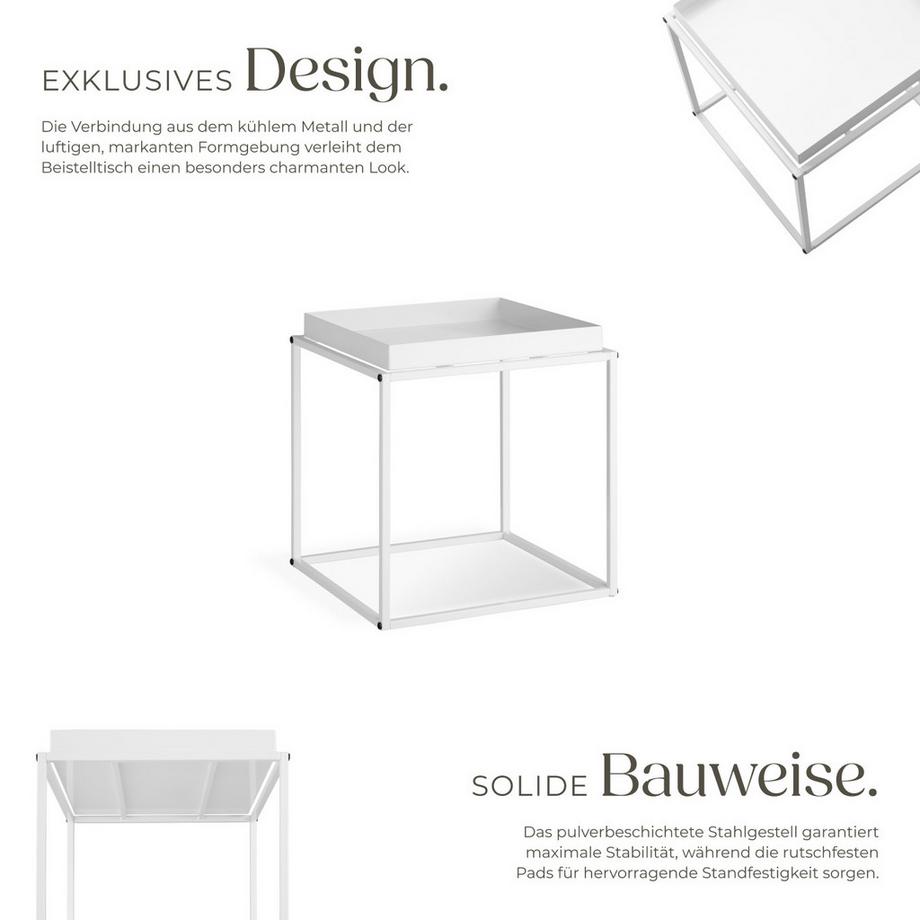 Tectake Beistelltisch Cambridge Stahl mit Ablage in Tablettform  