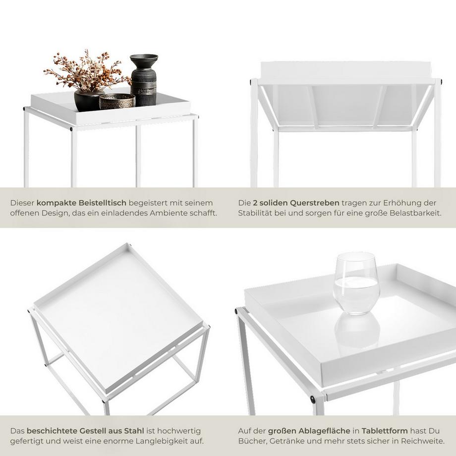 Tectake Beistelltisch Cambridge Stahl mit Ablage in Tablettform  