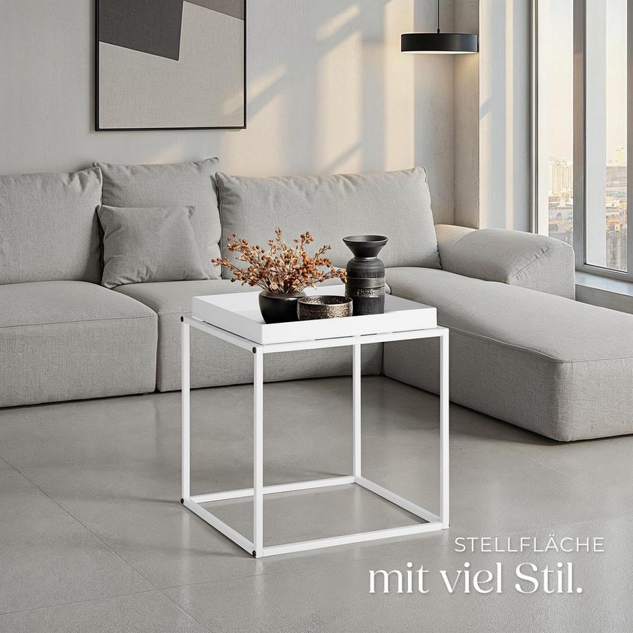 Tectake Beistelltisch Cambridge Stahl mit Ablage in Tablettform  