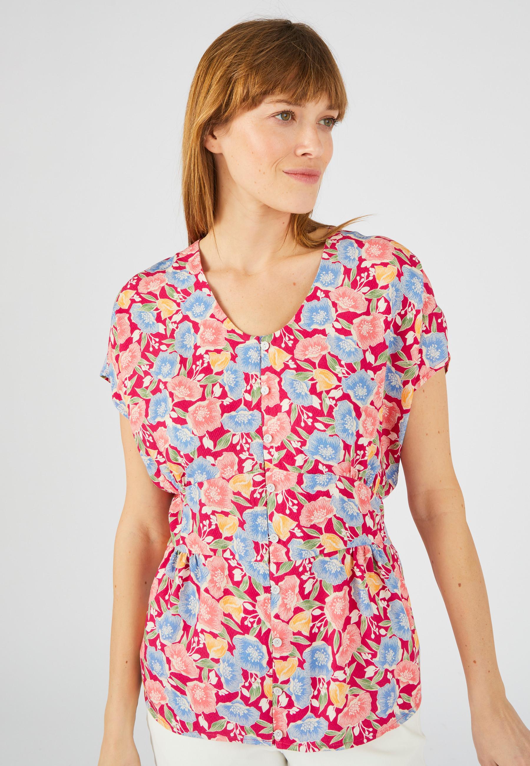 Image of Gemustertes Top Mit Schößchen Damen Rot 42