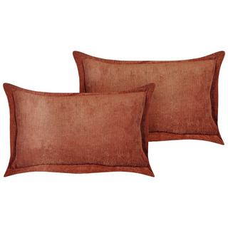 Beliani Lot de 2 coussins décoratifs en Velours côtelé Traditionnel ZINNIA  