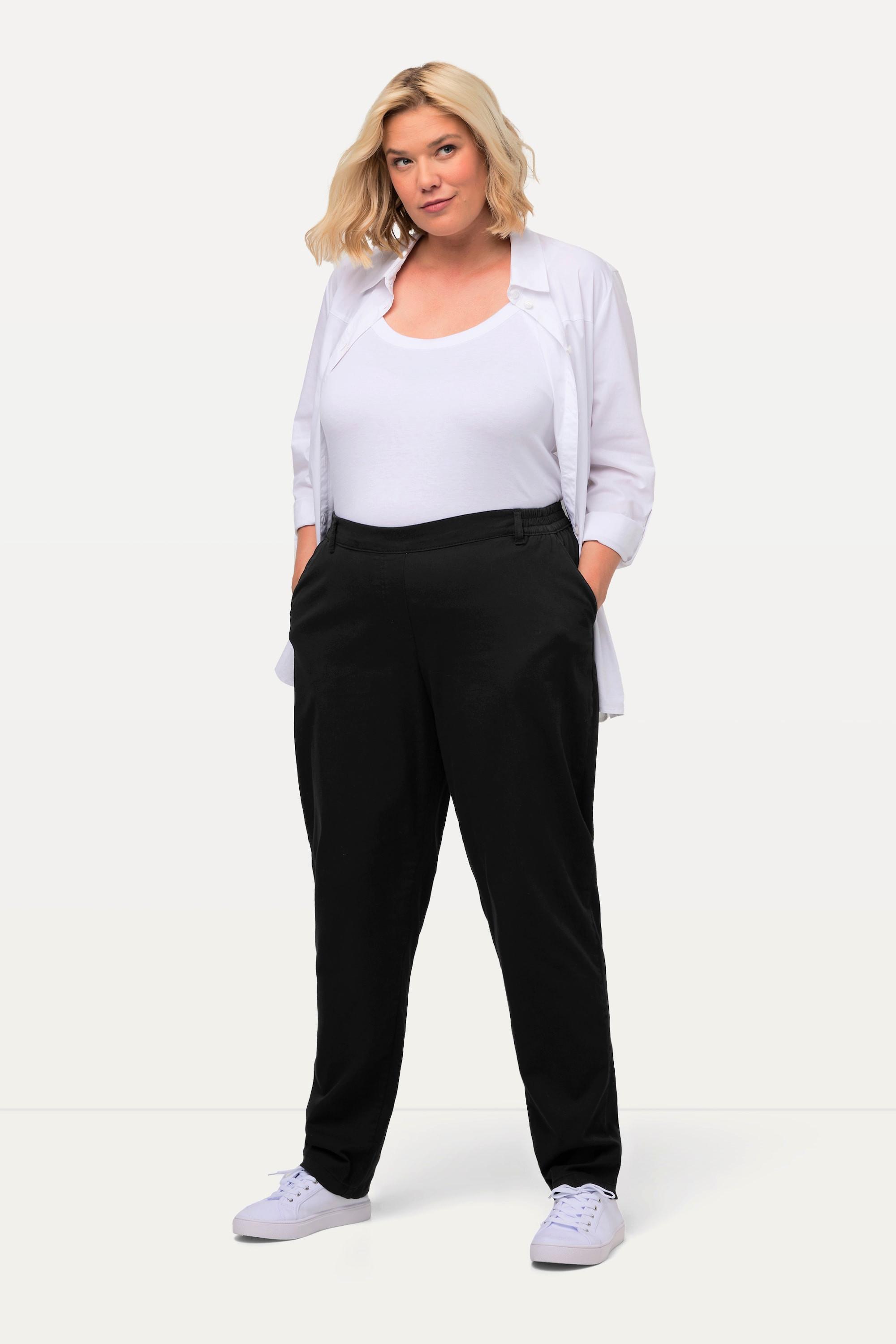 Ulla Popken  Chino Rena, teilelastischer Bund, konisches Bein 