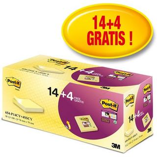 Post it POST-IT Notes Promo Pack 77x76mm 654P14CY+ canary yellow 14+4  