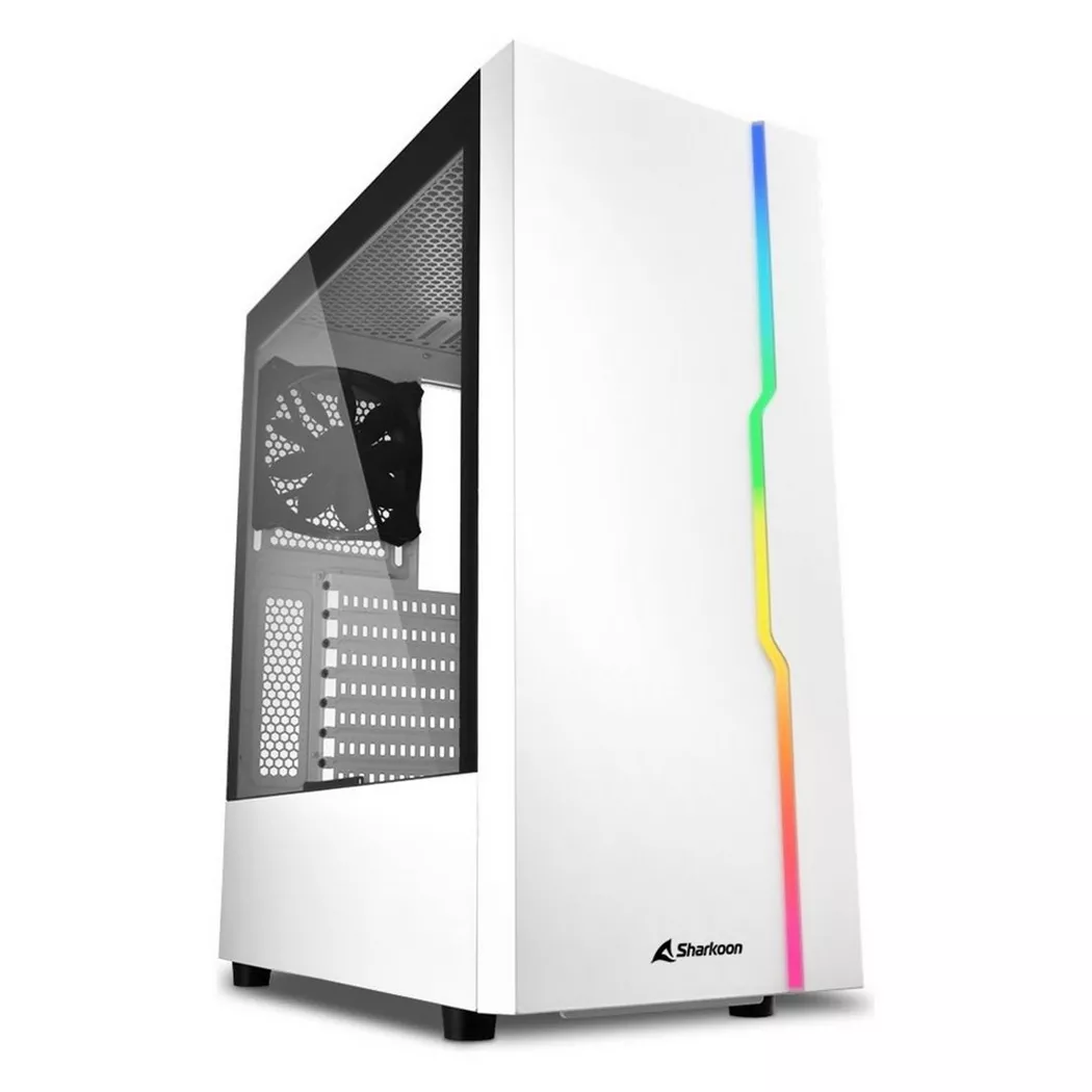 Sharkoon – RGB Slider Midi Tower PC Weiß ATX micro Mini-ITX Gaming 15,7 (Midi Tower), Weiss