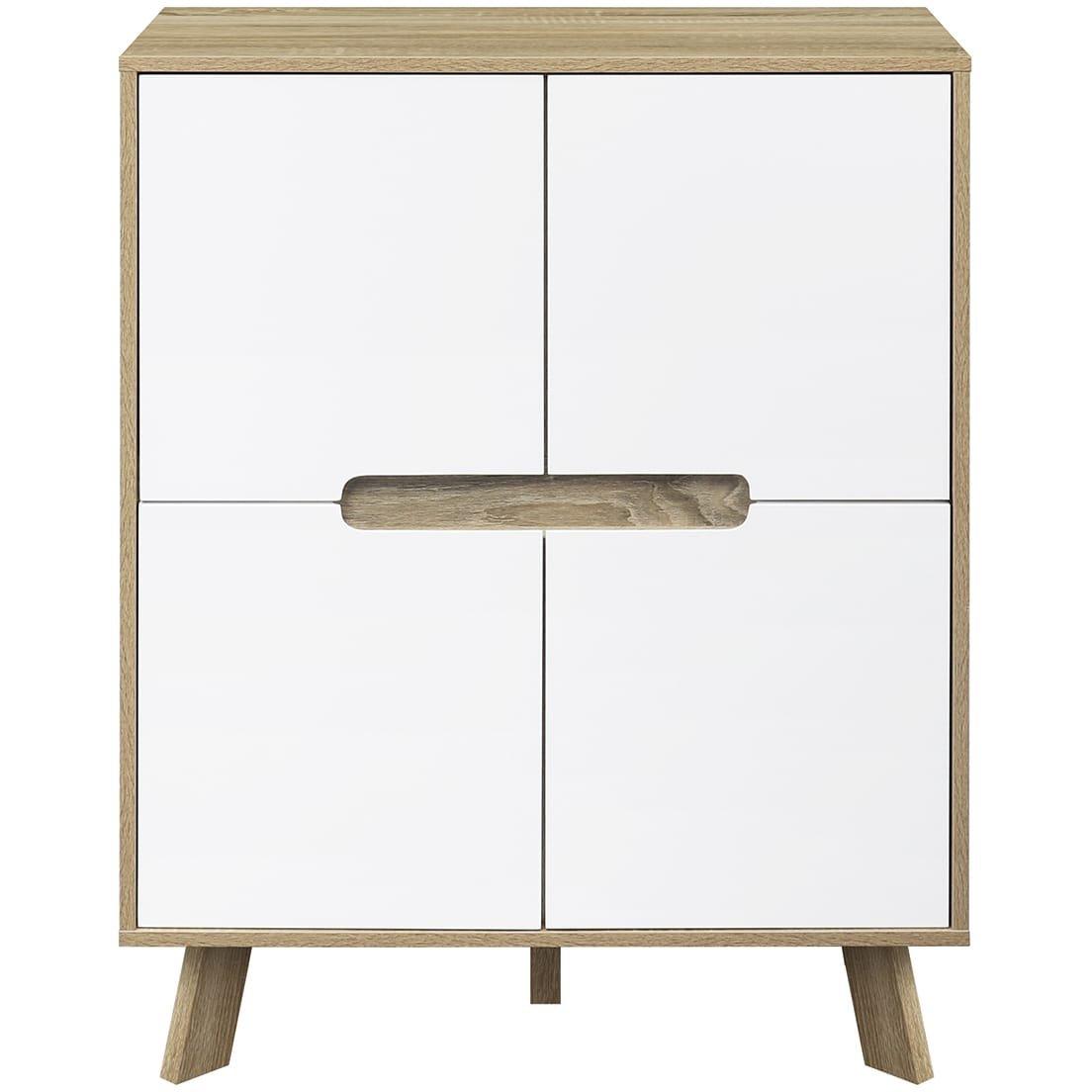 Cassettiera 5 Cassetti 40x30x92 cm Charley in Legno Bianco