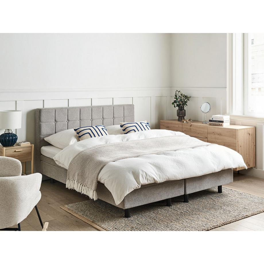 Beliani Lit réglable en Tissu Traditionnel DUKE  