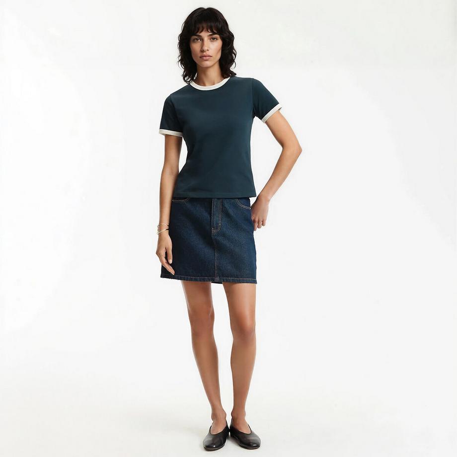La Redoute Collections Kurzarm Rundhals T-Shirt mit Kontrastabschlüssen  