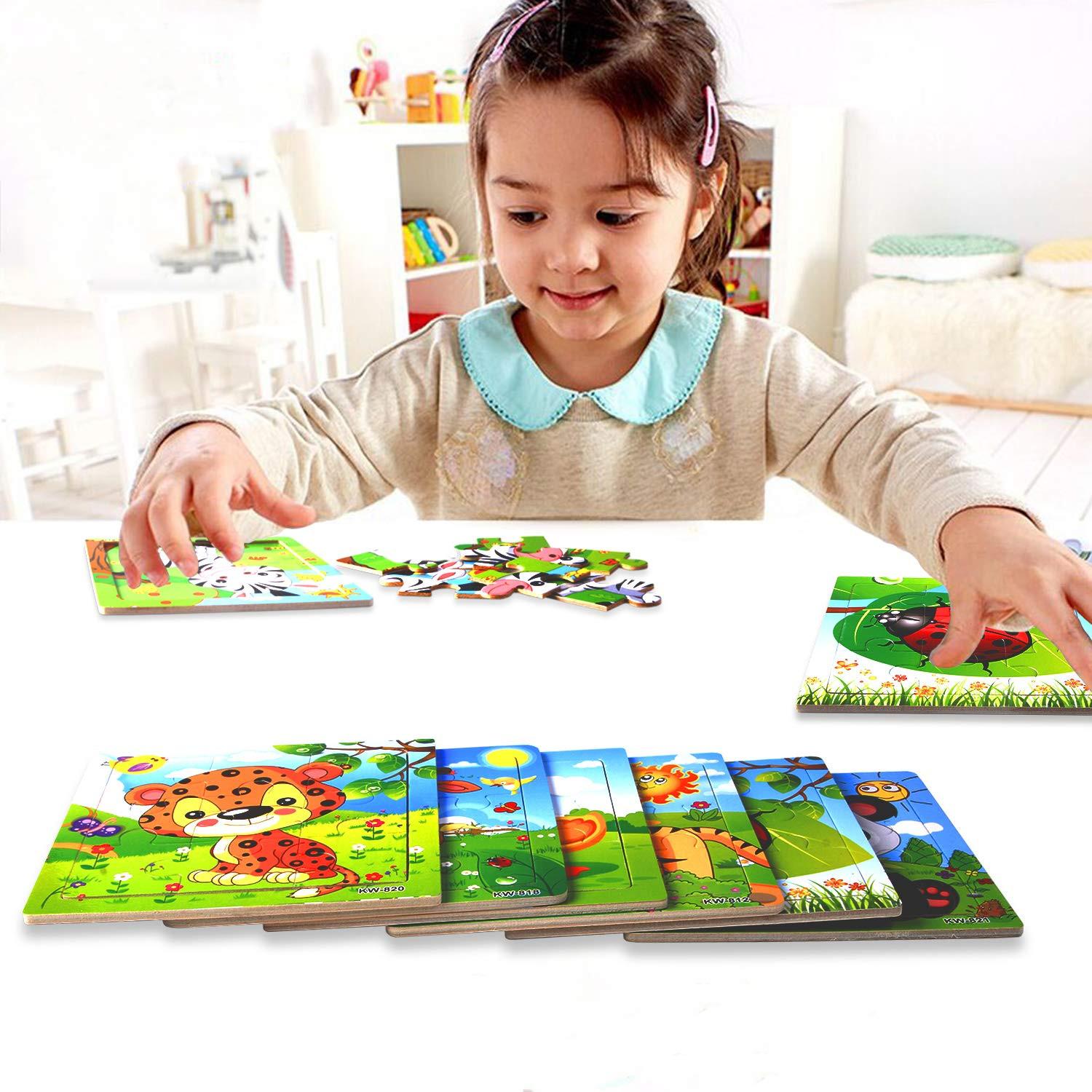 Activity-board  Puzzles d'animaux en bois et sac d'organisation pour chaque puzzle pour les enfants 