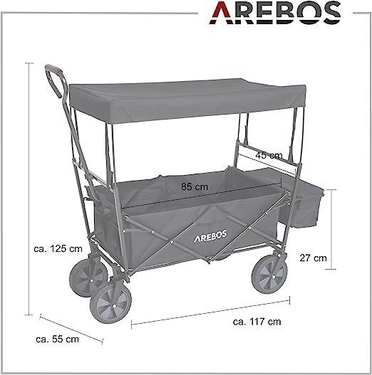 Arebos  Carretto con tetto | Carrello da trasporto con carretto a mano | Carrello per attrezzature 