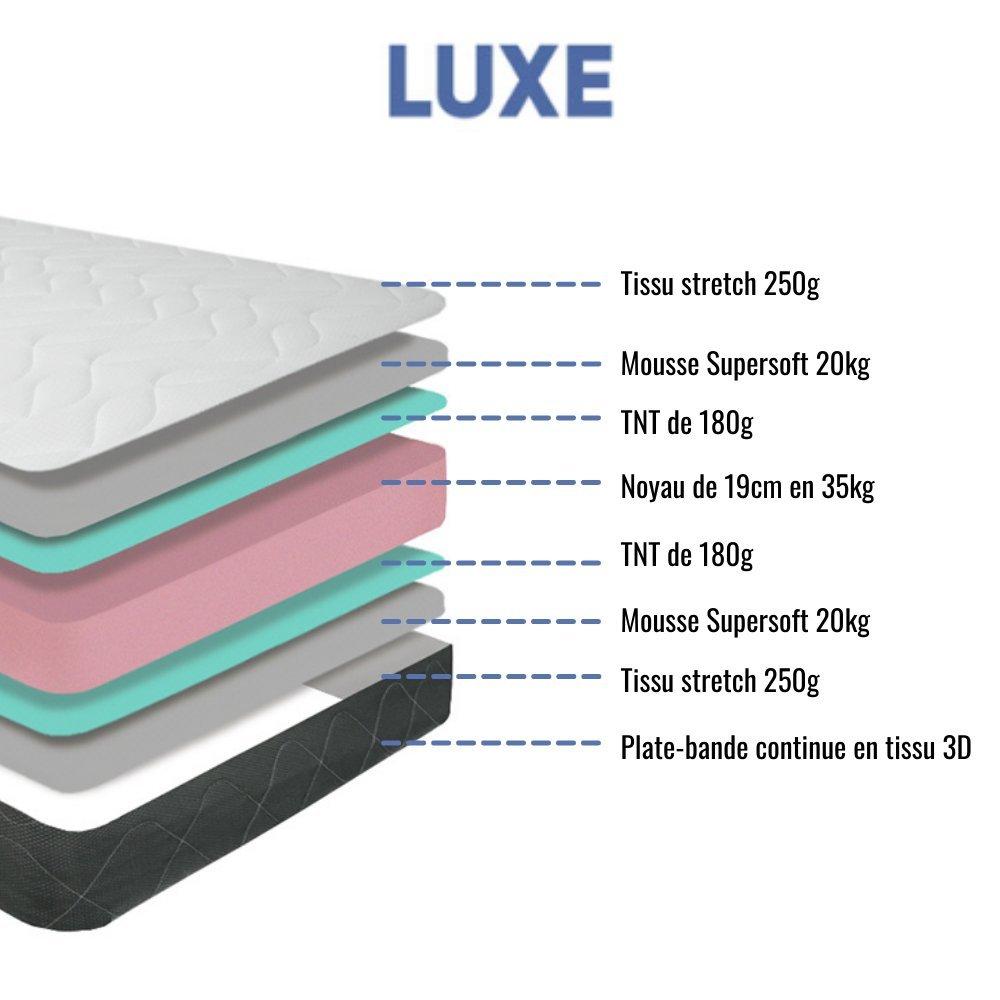 AB Matelas Matratze Luxe | 90x190cm mit 1 viskoelastischem Kissen 60x60cm | 35kgm³ Schaum | 24 cm  