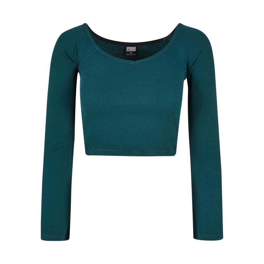 URBAN CLASSICS Top Corto Maniche Lunghe Scollo a V  