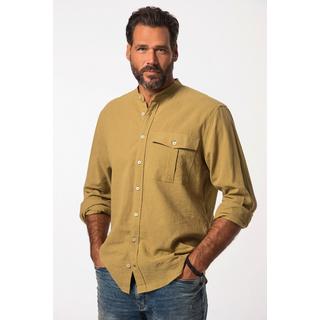 JP1880  Camicia in misto lino dalla vestibilità moderna con colletto alla coreana e maniche lunghe, fino alla tg. 8XL 